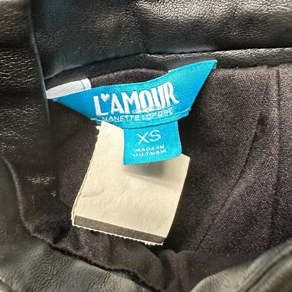 L'amour Black Pleated Faux Leather Skirt, XS, NWT - Picture 3 of 5
